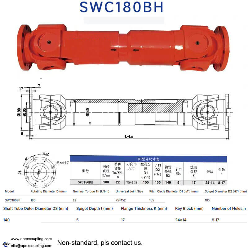 cardan shaft for rolling mills